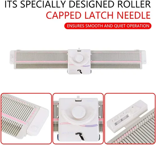Vista 4 de Máquina de tejer y accesorios, LK150 150 puntadas 0.256 in de calibre medio plástico doméstico máquina de tejer con accesorios conjunto