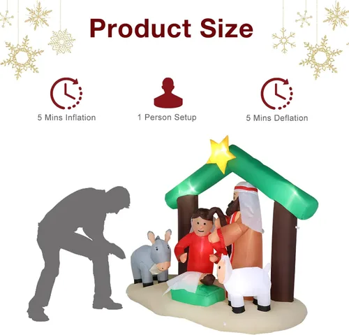 Vista 6 de Decoración inflable de Navidad de 6 pies con luces LED para decoración de Navidad en interiores y exteriores, patio, jardín