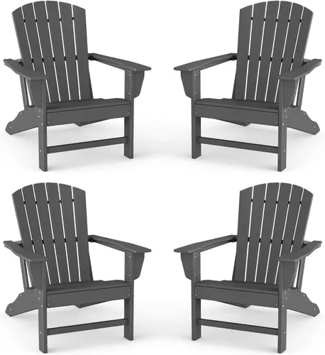 Vista 22 de BRIOPAWS Adirondack - Juego de 2 sillas para hoguera, de gran tamaño, plástico HDPE, resistente a la intemperie, para terraza, exterior, piscina