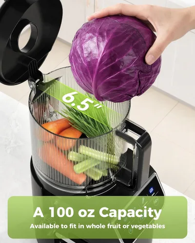 Vista 4 de TUUMIIST Exprimidor de prensa en frío 3 en 1, exprimidores de masticación Smart Touch para frutas y verduras enteras, exprimidor lento de 6.5