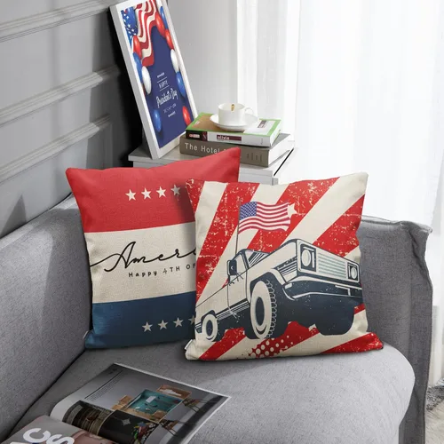 Vista 7 de ArtSocket Juego de fundas de almohada decorativas para el Día 4 de Julio, Día de la Independencia, 18 x 18 pulgadas, decoración del hogar