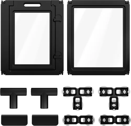 FXW AuraSpace - Cerca acrílica para perros pequeños, para interiores, 24 pulgadas, 2 paneles, incluye 1 puerta y 1 panel, color negro