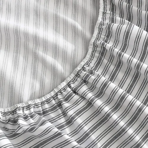 Vista 3 de Nautica - Sábana bajera tamaño King, ropa de cama de percal de algodón, decoración casual para el hogar (carbón a rayas Coleridge, King)