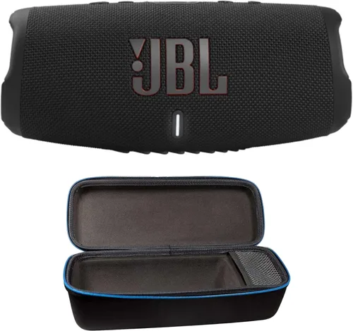 JBL Charge 5 (Negro) + Paquete con estuche protector de carcasa dura divvi! (Negro)