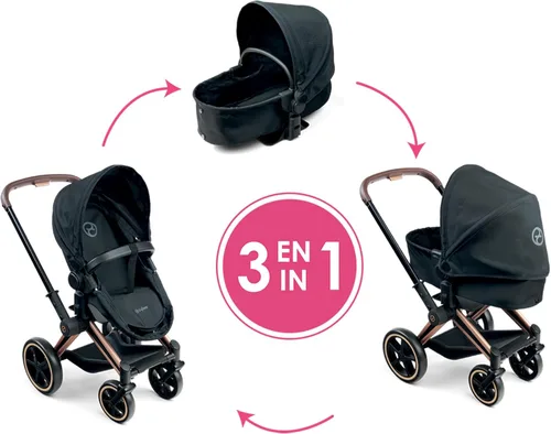 Vista 8 de Corolle - 9000141870 - Cybex 3-in-1 Pushchair, Black, Accessories, for Dolls 36 and 42 cm, from 3 Years