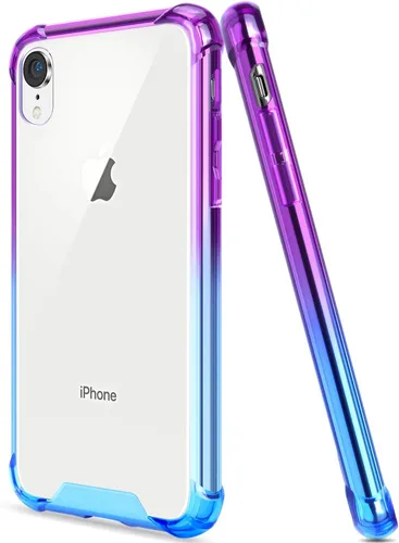 Funda para iPhone XR, funda protectora transparente delgada antiarañazos con esquinas reforzadas, parachoques de TPU a prueba de golpes, color azul