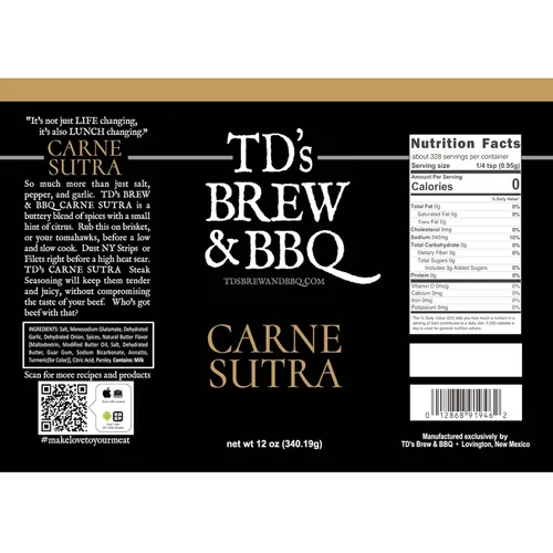 Vista 2 de TD's Brew & BBQ CARNE SUTRA Rub & Seasoning - BBQ Rub - Condimento para bistec - Frotar ahumado - Frotar multiusos - Merinada vegetariana