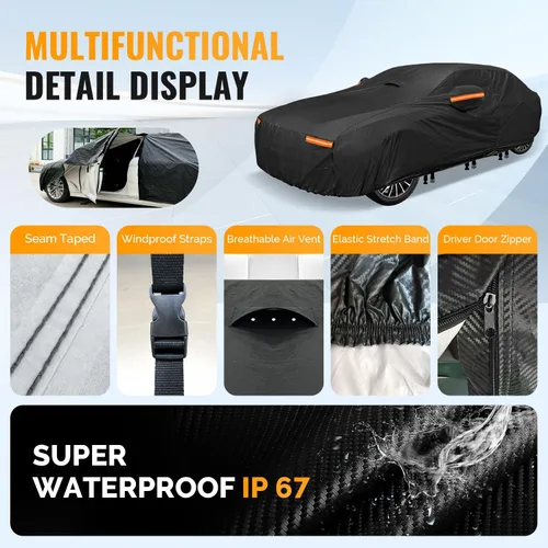 Vista 5 de Funda para coche SUV de 30 capas para automóviles, impermeable para todo tipo de clima, protección UV, resistente a la nieve, resistente al viento