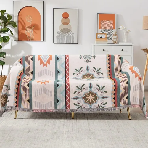 Vista 7 de Homcosan Fundas para sofá, funda de toalla de algodón de punto geométrico para sofá de 2 plazas, muebles de sofá, protector de mascotas, mantas