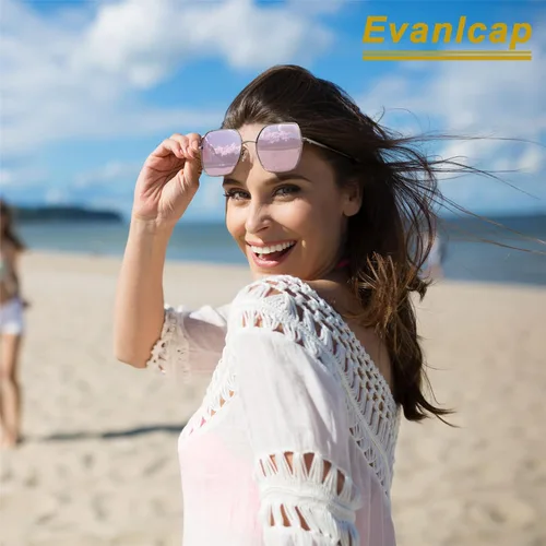 Vista 5 de EVANLCAP Gafas de sol polarizadas con marco de metal para mujer, lentes de sol con protección UV para mujer, lentes de sol grandes