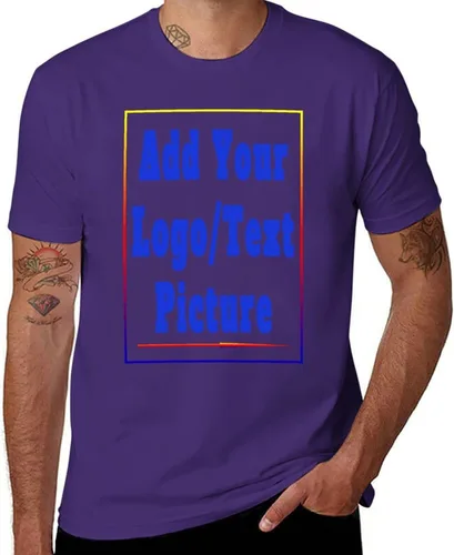 Vista 2 de Custom Personalized Men's Cotton T-Shirts Design Your Own Custom Prints