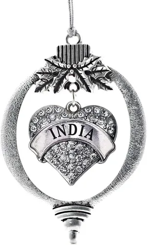 Vista 142 de Inspired Silver Adornos festivos de dije de corazón pave de plata con circonitas cúbicas