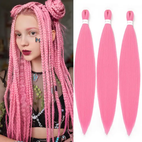 Vista 58 de Cabello trenzado preestirado de 14 pulgadas, 3 paquetes de cabello corto para trenzar, sin picazón, ajuste de agua caliente, extensiones de cabello