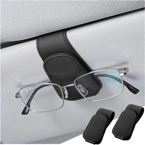 Vista 30 de zipelo Soporte para gafas de sol para visera solar de automóvil, 2 piezas de gancho magnético de cuero para gafas, clip de montaje para gafas de sol