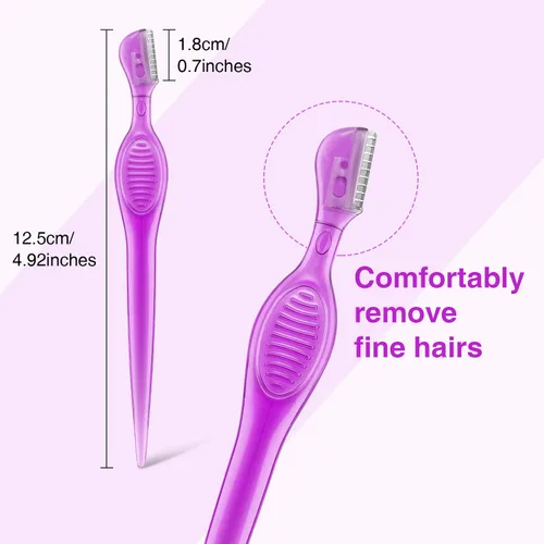 Vista 2 de 24 piezas de maquinilla de afeitar de cejas, mini afeitadora portátil de cejas multiusos, de acero inoxidable, herramientas de cuidado facial