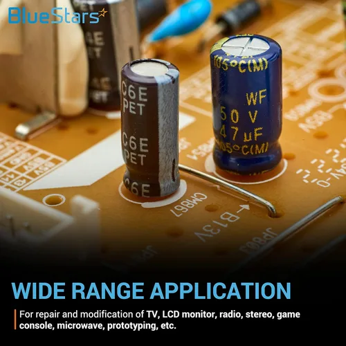 Vista 5 de BlueStars, variedad de condensadores electrolíticos de aluminio, 20 valores, 320 unidades, rango 1uF－2200uF