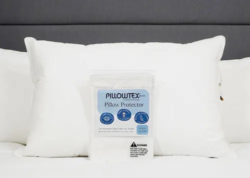 Vista 7 de 100% algodón, a prueba de plumas, protector de almohada, reduce los golpes con fundas hipoalergénicas, transpirables, lavables a máquina