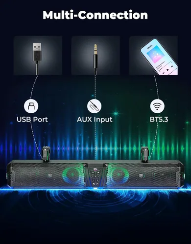 Vista 7 de KEMIMOTO Barra de Sonido UTV Midnight 80 2025 de 32 pulgadas, Barra de Sonido para Carrito de Golf Resistente al Agua IP65, Altavoz ATV Bluetooth