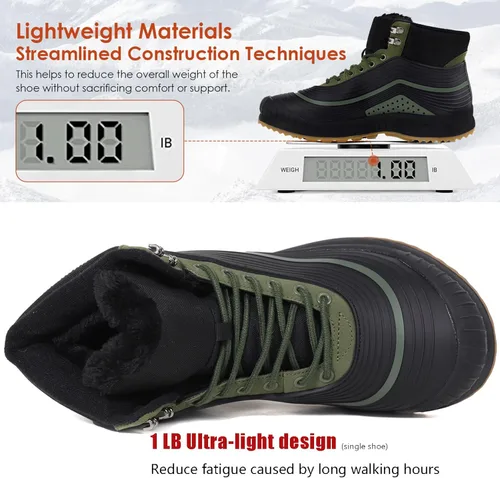 Vista 4 de ulogu Men's Snow BootsWaterproof Insulated Fur Lined BootiesLightweight Winter Shoes