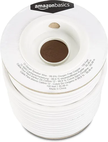Vista 2 de Yaxa Basics - Cable de alambre de altavoz de audio de calibre 12 - Cobre libre de oxígeno al 99.9%, blanco, 100 pies