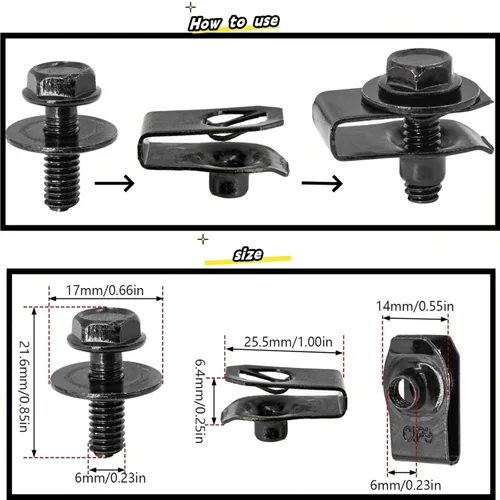 Vista 2 de 70 piezas de pernos de cuerpo de protección contra salpicaduras para motor, parachoques guardabarros, retenedor de empuje, clips de remache, nailon