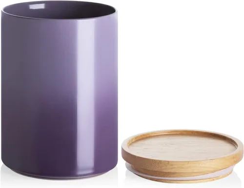 Vista 16 de SWEEJAR – Recipiente de cerámica para almacenamiento de alimentos, recipientes apilables con tapa hermética de madera para servir café molido, té