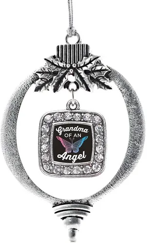Vista 9 de Inspired Silver - Mis iniciales - Adorno con dije de letra S - Adornos navideños cuadrados de plata con joyas de circonita cúbica