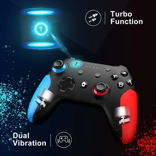 Vista 5 de Controlador de interruptor para Nintendo Switch, controlador Switch Pro para interruptor inalámbricoSwitch Lite remoto con doble vibración, eje