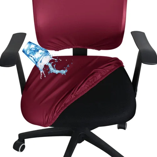 Vista 16 de Shukii Funda impermeable para silla de oficina, de piel sintética, elástica, giratoria, para silla de computadora, funda protectora