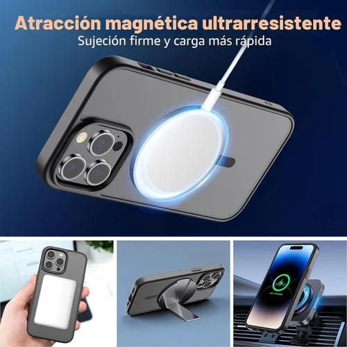Vista 5 de SUPFINE - Funda magnética para iPhone 14 Pro Max (compatible con MagSafe), (protección contra caídas de grado militar de 10 pies), delgada, Negro