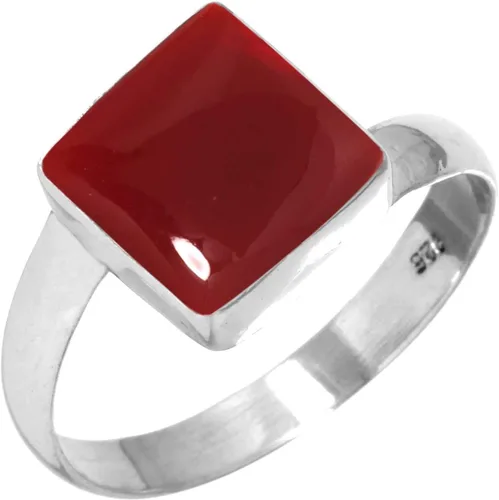 Vista 12 de Boho - Anillo de plata de ley 925 hecha a mano con piedras preciosas naturales, lapislázuli, granate, turquesa y cuadrado Ámbar