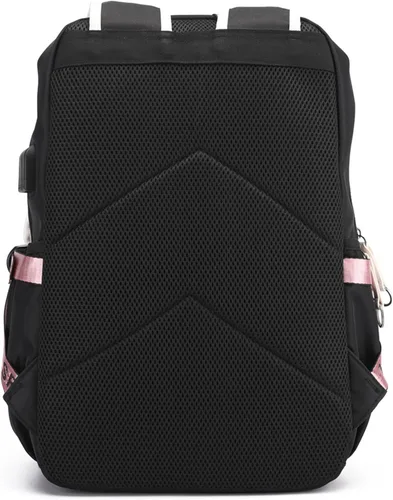 Vista 4 de Jotolan Mochila escolar impermeable para niñas adolescentes, bolsa de viaje con puerto de carga USB para estudiantes, Negro
