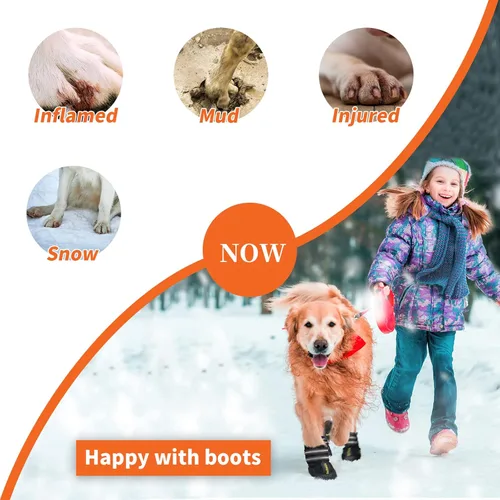 Vista 5 de DcOaGt Zapatos impermeables para perros pequeños, medianos y grandes, con correas reflectantes, suela antideslizante resistente, botas protectoras