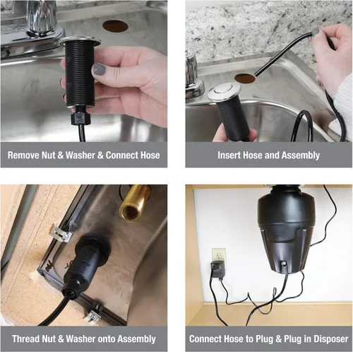 Vista 7 de Danco Interruptor de aire de montaje superior para trituradores de basura con longitud de rosca extendida en parte trasera mate (12037)