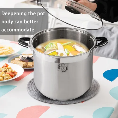 Vista 4 de Vivicreate Olla de acero inoxidable de 27.5 cuartos de galón con tapa, olla de cocción de inducción grande para pasta, sopa de hervir estofado