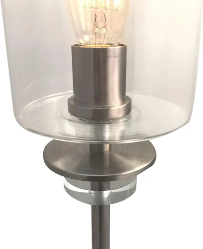 Vista 8 de Royal Designs, Inc. 25" Crystal Accent Table Lamps Set of 2, Brushed Nickel Finish with Clear Glass Shades