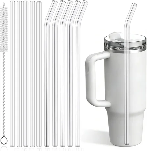 PROOCI Paquete de 10 pajitas de repuesto de 12 pulgadas para vaso tumbler Stanley & Yeti de 30-40 onzas, pajitas reutilizables de plástico Tritan de