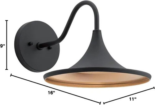 Vista 3 de Kichler 59028BKTLED Elias - Aplique de pared para exteriores, 1 luz, 9 vatios, negro texturizado