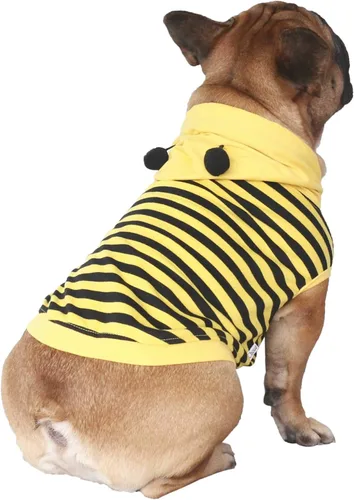 Vista 2 de iChoue - Disfraces de abeja, abeja melífera, abejorro, oruga, insecto de Halloween para perros, sudaderas sin mangas, ropa, conjuntos, camisas