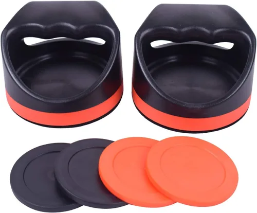 Hockey de aire de plástico, 2 empujadores de hockey de aire de plástico de 4 pulgadas y 4 discos de 2.75 pulgadas de repuesto para mesas de juego,