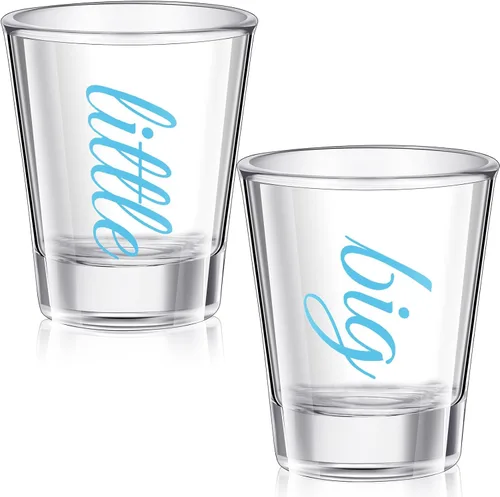 Vista 9 de Lounsweer 2 Piezas Vasos de Chupito de Hermandad Grande Pequeña con Base Gruesa Regalos de Hermandad Grande Pequeña 2 oz Vasos de Chupito de Tequila