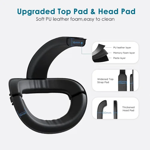 Vista 5 de Head Strap Battery Pack for Oculus Quest 2, Replacement Elite Strap 8000mAh Rechargeable Battery PC Accessories, Adjustable Headset with LED