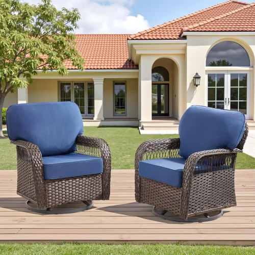Vista 25 de Sofá de mimbre para patio al aire libre de 75 pulgadas, sofá de ratán para todo tipo de clima, sofá de respaldo alto con asiento profundo y funda