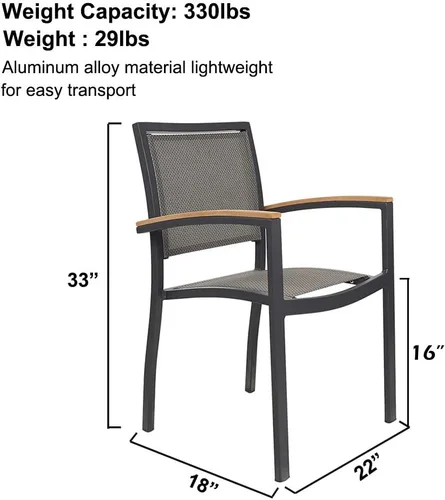 Vista 2 de LUCKYERMORE Juego de 2 sillas de comedor de metal para patio con brazos al aire libre, aleación de aluminio resistente y asiento de malla cómodo 2