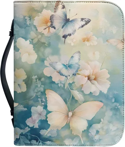 Vista 14 de Cozeyat American Flag Bible Cover Large Size Church Study Book Carrying Bag Highland Cow Bible Protective Case with Handle and Zippered Pocket for