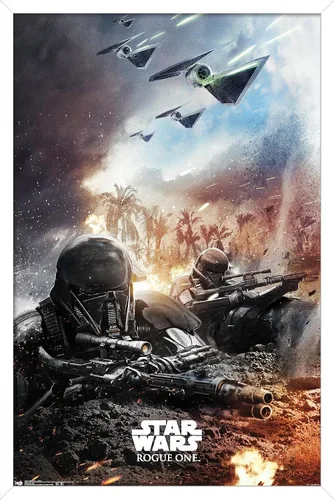 Vista 11 de Trends International Star Wars: Rogue One - Póster de pared de trinchera, 14.725 x 22.375 pulgadas, versión enmarcada de madera de granero Versión