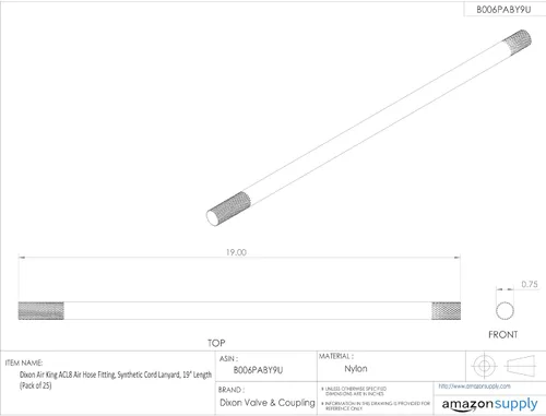 Vista 2 de Dixon Air King ACL8 - Cordón sintético para manguera de aire, 19 pulgadas de longitud (paquete de 25)