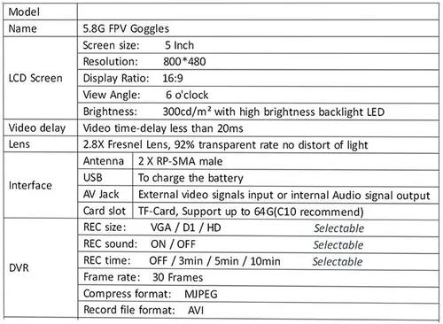 Vista 5 de EV800D FPV Goggles with DVR 5.8G 40CH 5 Inch 800x480 Diversity Video Headset Build in 3.7V 2000mAh Battery