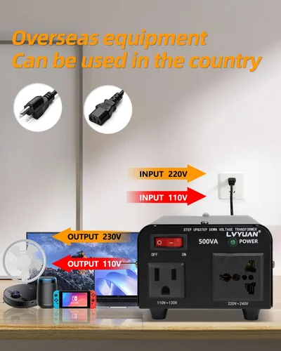 Vista 5 de LVYUAN Convertidor de transformador de voltaje de 500 vatios de aumento y bajada de 110-120 voltios a 220-240 voltios y de 220-240 voltios a 110-120