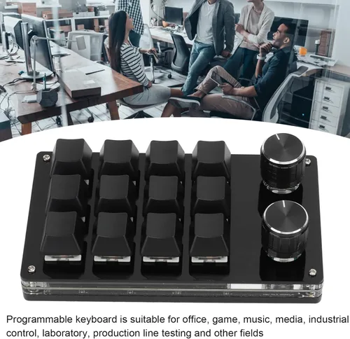 Vista 6 de Teclado mecánico programable para juegos con una sola mano, 12 teclas multifuncionales con enchufe de perilla y teclado de mano